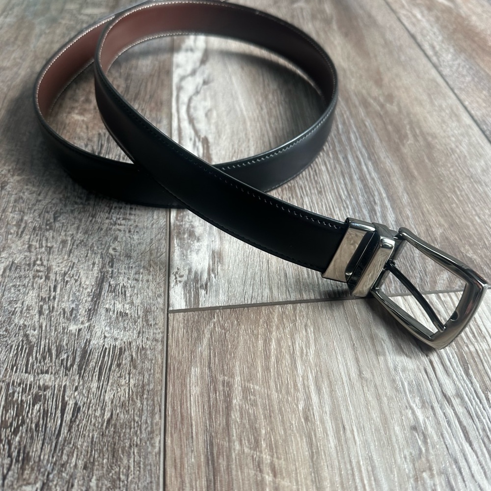 Men's Black and Brown Leather Belt